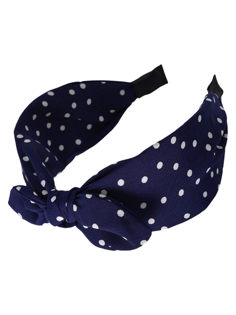 Schwarz Retro Tupfen Verknotet Bogen Stirnband