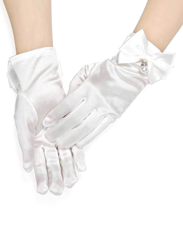 Vintage Perle Bogen Dekor Exquisite Handschuhe