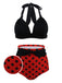 1950er Polka Punkt Plissiert Halter Bikini Set