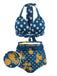 2PCS ORANGE NECKHOLDER BOW DOT BADEANZUG