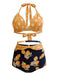 2PCS ORANGE NECKHOLDER BOW DOT BADEANZUG