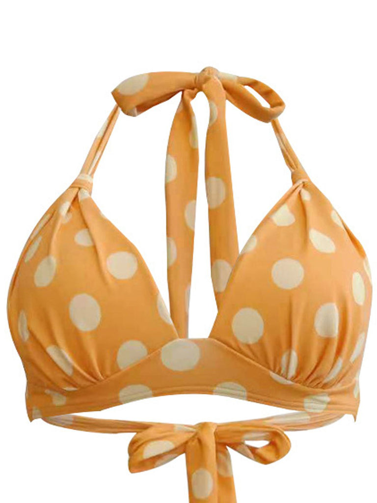 2PCS ORANGE NECKHOLDER BOW DOT BADEANZUG