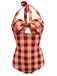 VINTAGE NECKHOLDER PLAID BOW BADEANZUG