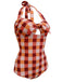 VINTAGE NECKHOLDER PLAID BOW BADEANZUG