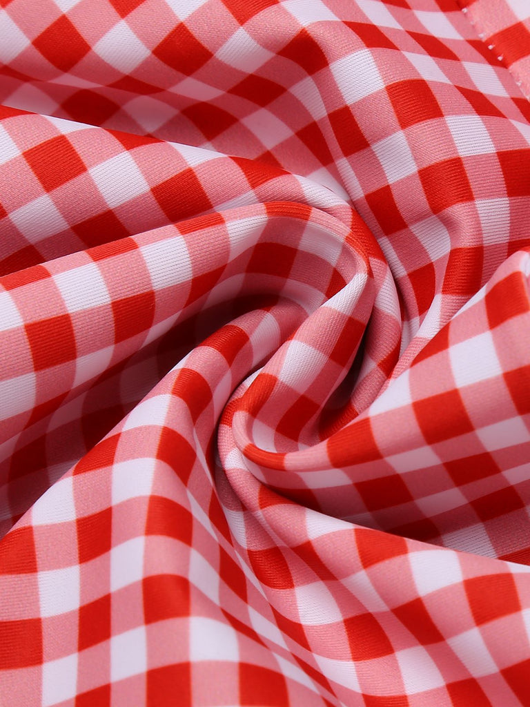 Grün KARIERTER EINTEILIGER BADEANZUG MIT NECKHOLDER