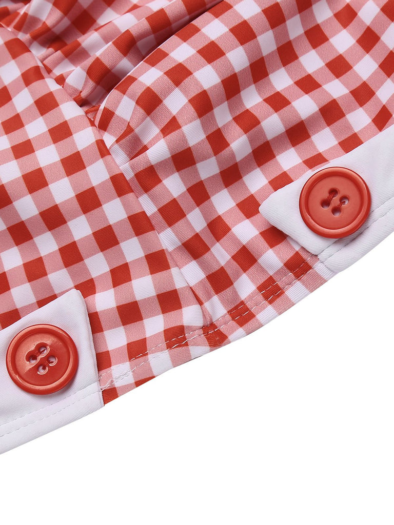 Grün KARIERTER EINTEILIGER BADEANZUG MIT NECKHOLDER