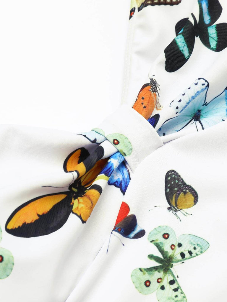 1960er Schmetterlinge Träger Einteilig Badeanzug & Cover-Up