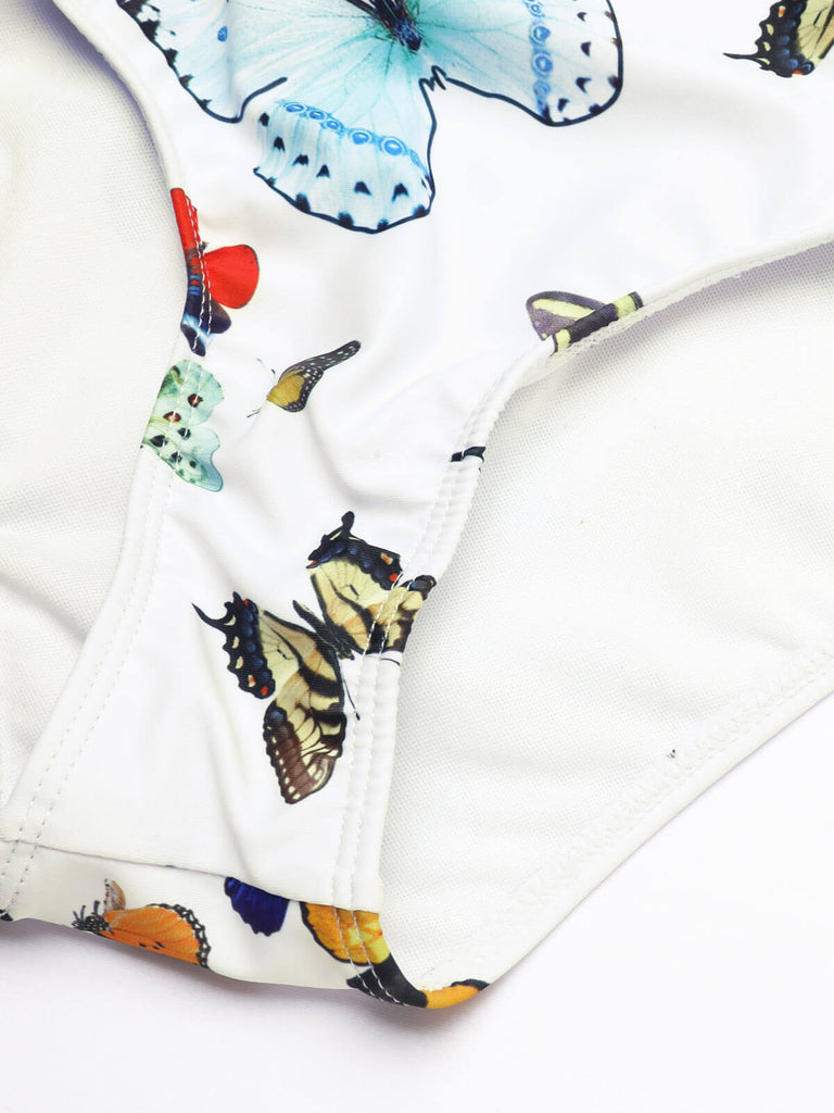 1960er Schmetterlinge Träger Einteilig Badeanzug & Cover-Up