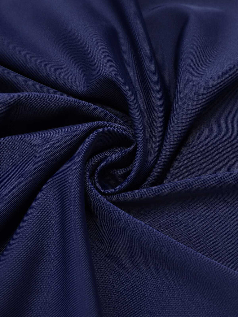 [Übergröße] Marineblau 1950er Falten Halter Badeanzug