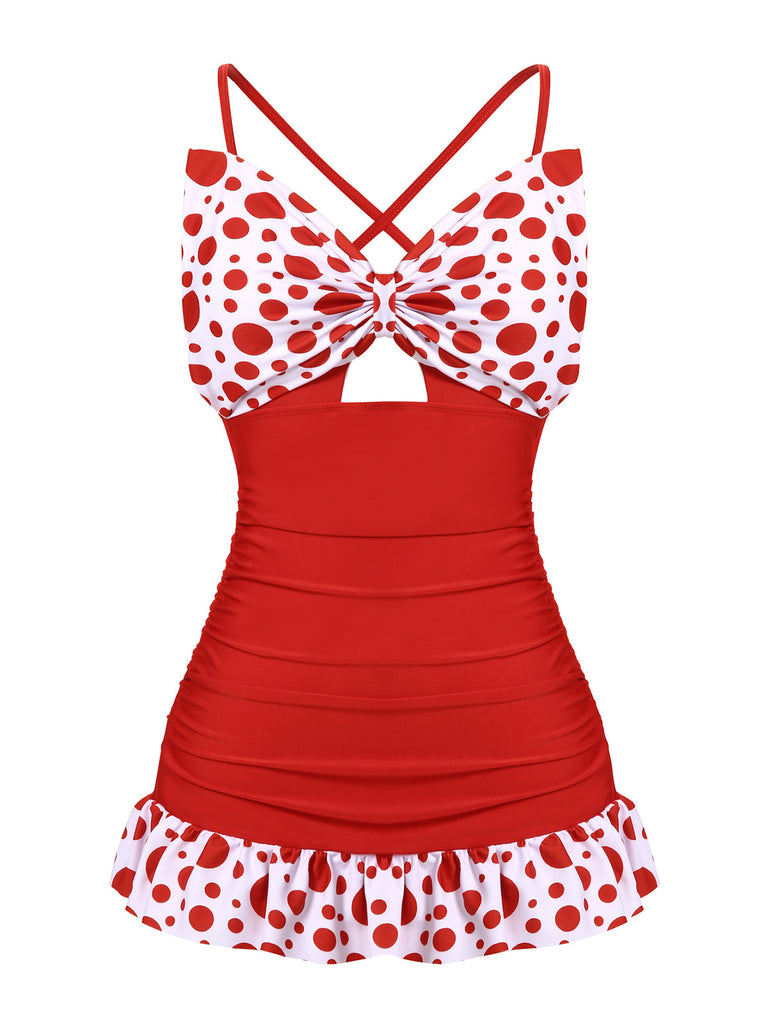 1930er Polka Dot Patchwork Badeanzug