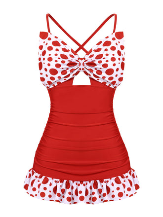 1930er Polka Dot Patchwork Badeanzug