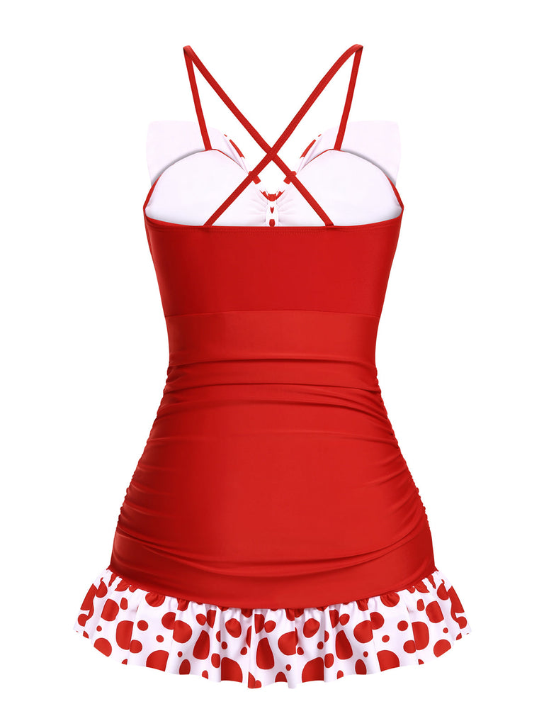 1930er Polka Dot Patchwork Badeanzug