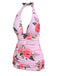 [Übergröße] Rosa 1930er Rosen Halter Gürtel Badeanzug