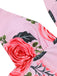 [Übergröße] Rosa 1930er Rosen Halter Gürtel Badeanzug