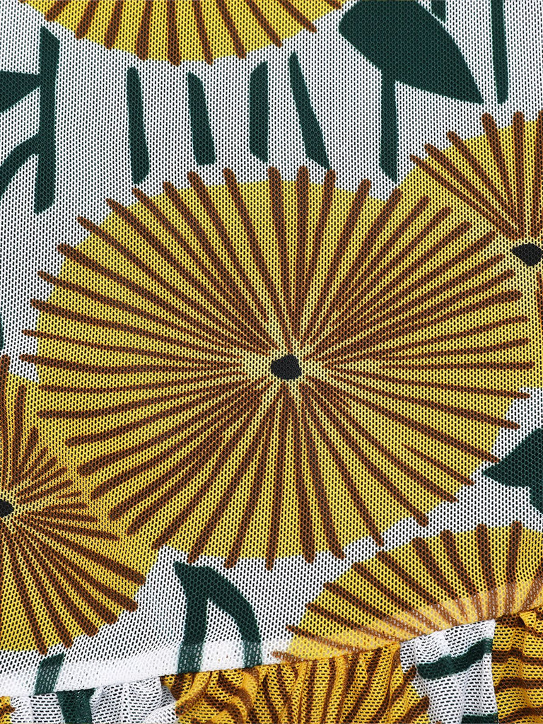 1950er Halter Ping Pong Floral Badeanzug