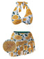 1950er Halter Ping Pong Floral Badeanzug