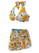 1950er Halter Ping Pong Floral Badeanzug