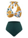 1950er Halter Ping Pong Floral Badeanzug