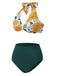 1950er Halter Ping Pong Floral Badeanzug
