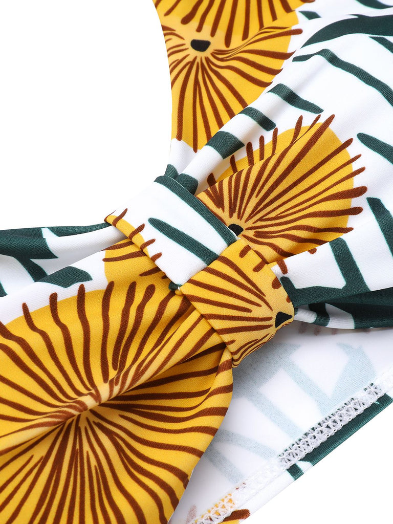 1950er Halter Ping Pong Floral Badeanzug