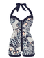 Marineblau 1950er Schmetterling Halter Badeanzug