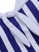 Marineblau 1950er Kragen Gestreifter Navy Badeanzug