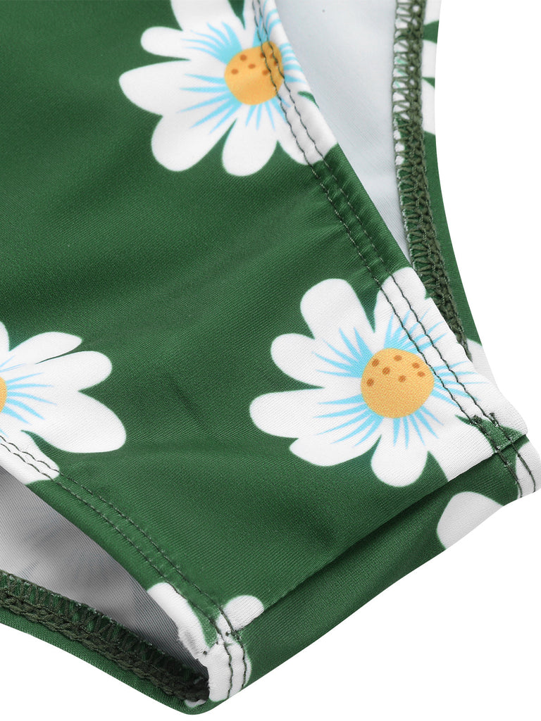 Grün 1930er Daisy Halter Badeanzug