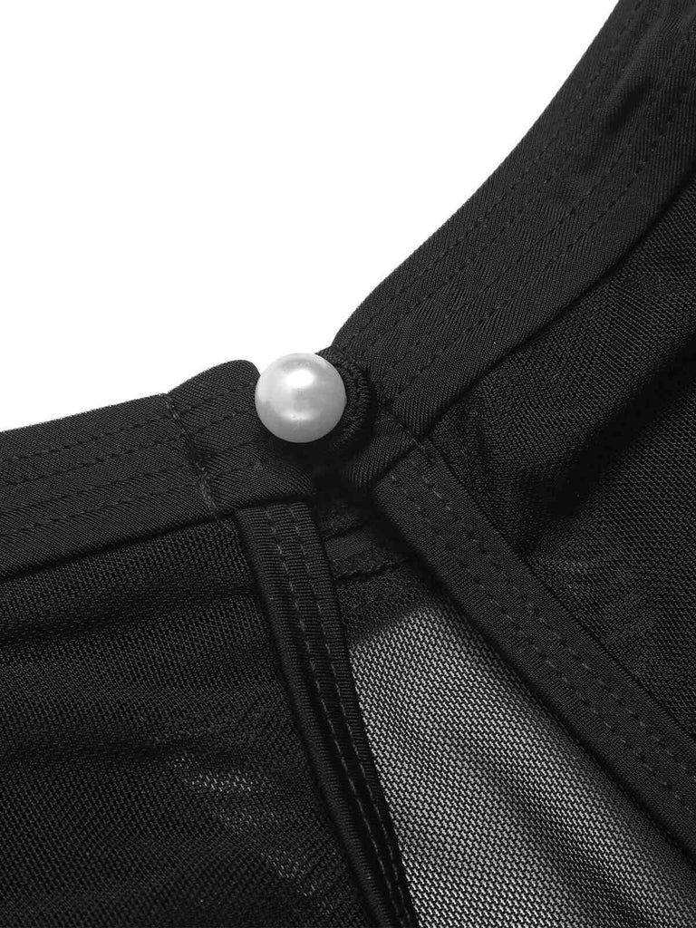 Schwarz 1950er Polka Dot Badeanzug