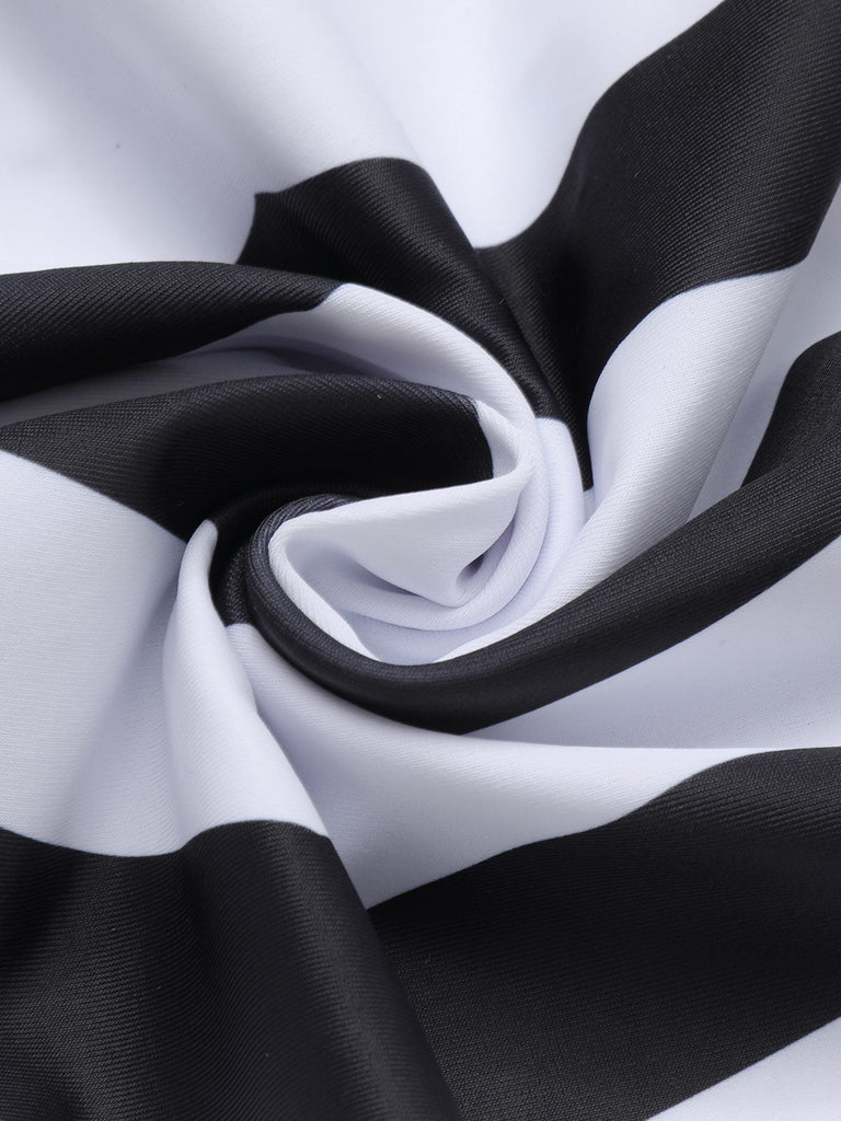 Schwarz & Weiß 1950er Barbie Stripes Halter Badeanzug