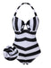 Schwarz & Weiß 1950er Barbie Stripes Halter Badeanzug