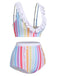 Multicolor 1950er Regenbogen Streifen Badeanzug