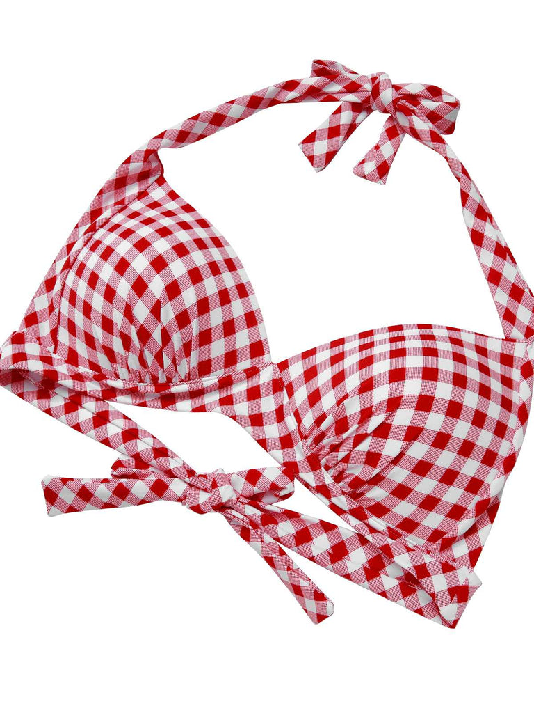 Rot 1950er Halter Geschnürter Badeanzug