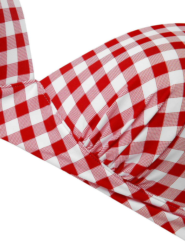 Rot 1950er Halter Geschnürter Badeanzug