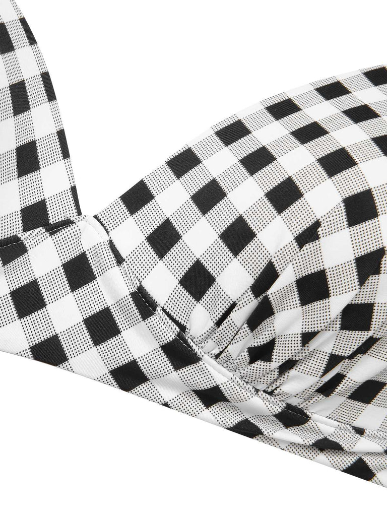 Rot 1950er Halter Geschnürter Badeanzug