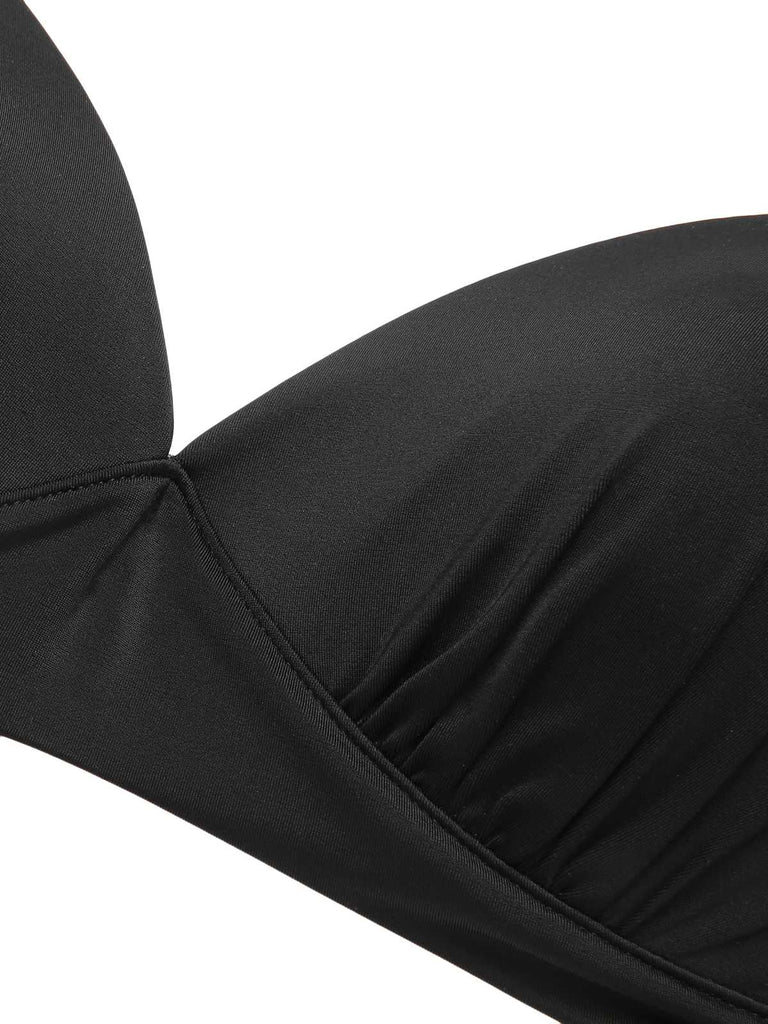 Rot 1950er Halter Geschnürter Badeanzug