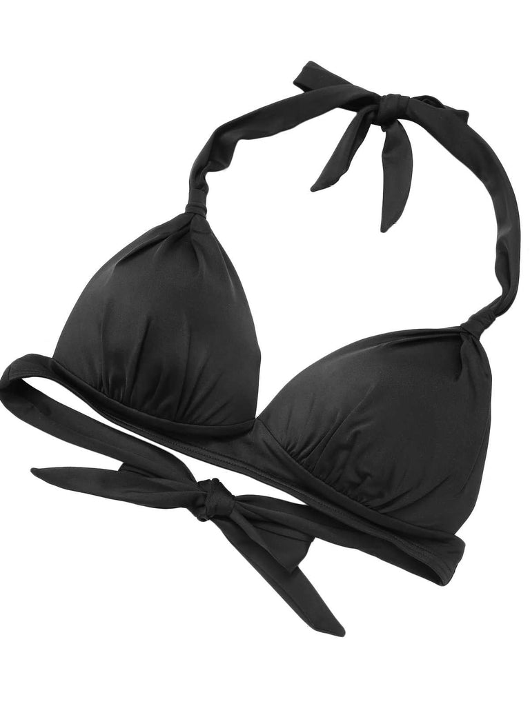 1950er Halter Kontrast Polka Dots Badeanzug