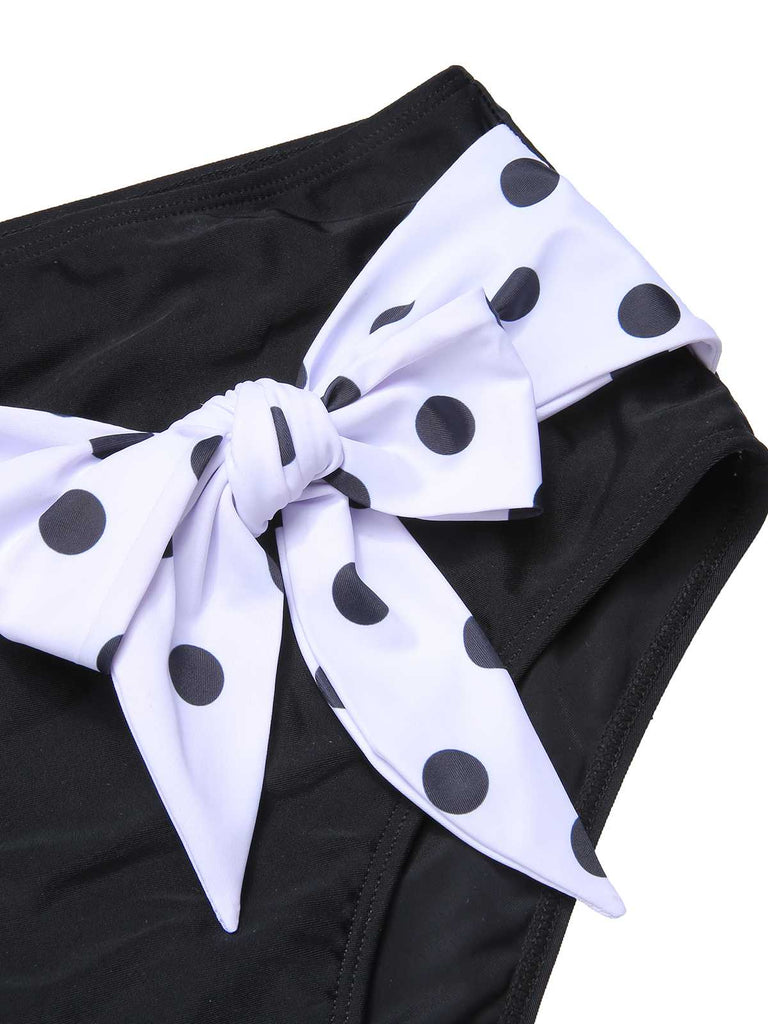 1950er Halter Kontrast Polka Dots Badeanzug