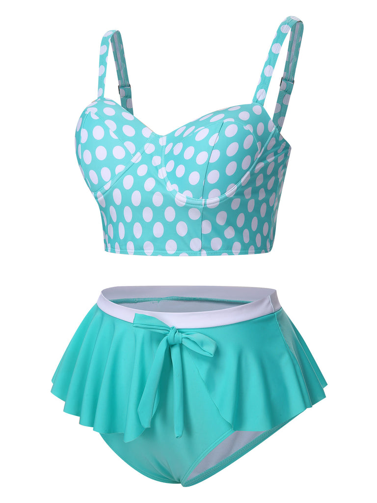 [Übergröße] 1930er Polka Dot Strapsen Badeanzug Set