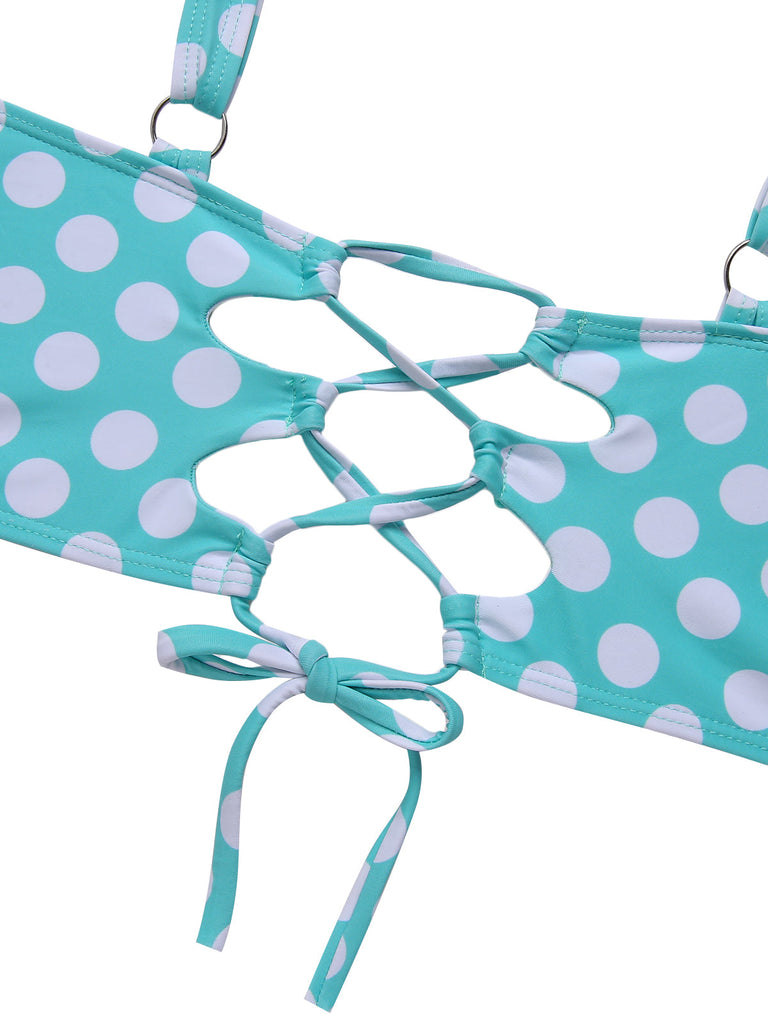 [Übergröße] 1930er Polka Dot Strapsen Badeanzug Set