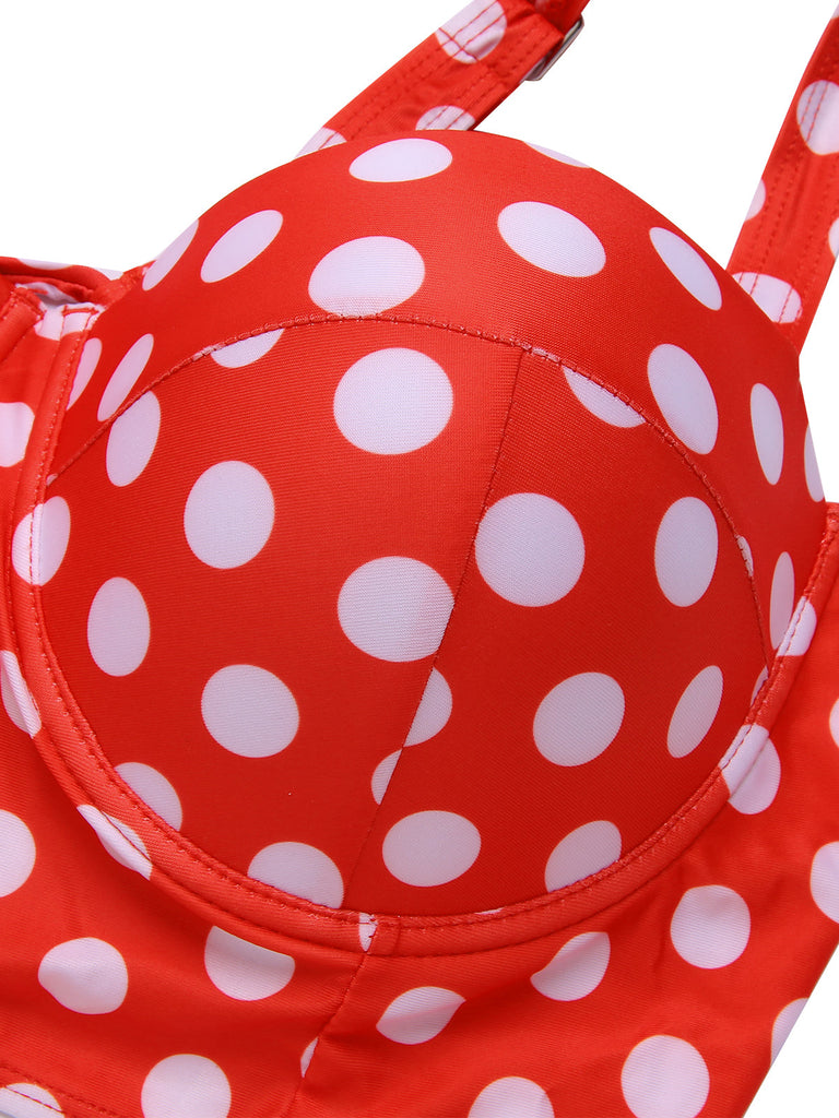 [Übergröße] 1930er Polka Dot Strapsen Badeanzug Set