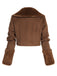 Braune Retro Pelzkragen Bolero Jacke