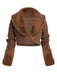 Braune Retro Pelzkragen Bolero Jacke