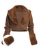 Braune Retro Pelzkragen Bolero Jacke