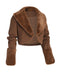 Braune Retro Pelzkragen Bolero Jacke