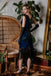 BLAU 1920ER PERLEN PAILLETTEN FRANSEN FLAPPER KLEID