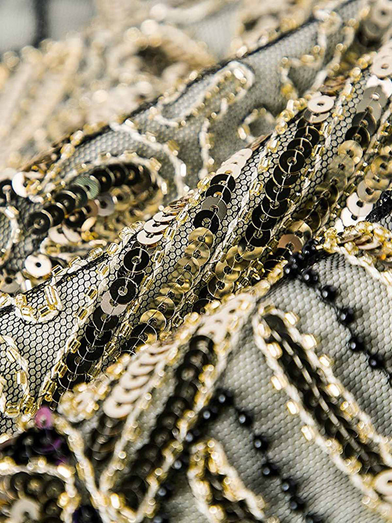 Dunkel Grün 1920ER PAILLETTEN GROß KLEID