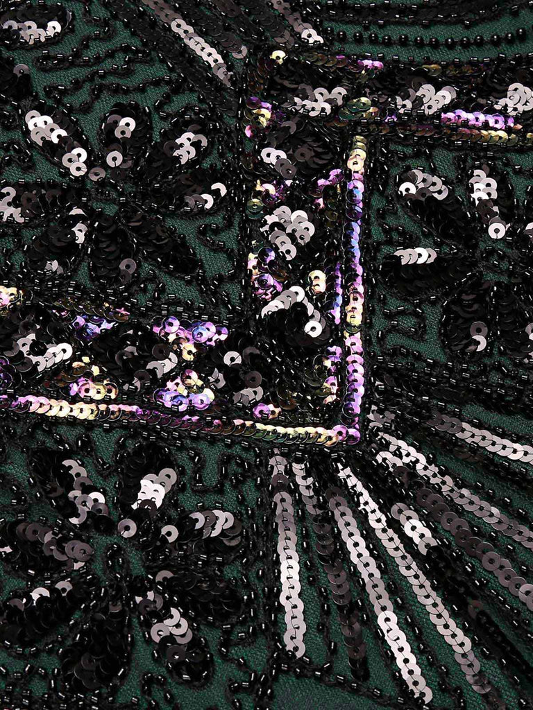Dunkel Grün 1920ER PAILLETTEN GROß KLEID