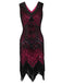 ROT 1920ER PERLEN PAILLETTEN FRANSEN FLAPPER KLEID