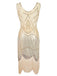 APRIKOSE 1920ER PAILLETTEN FRANSEN FLAPPER KLEID MIT PERLEN