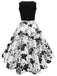 Schwarz 1950er Blumen Swing Kleid